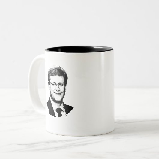 Stephen Harper Face Tweekleurige Koffiemok (Voorkant links)