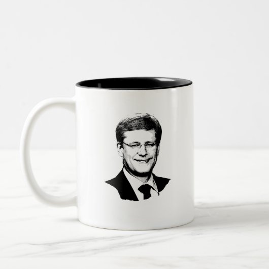 Stephen Harper Face Tweekleurige Koffiemok (Links)