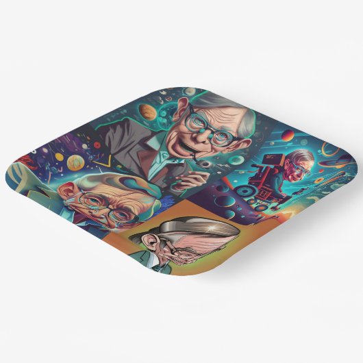 Stephen Hawking Genius Papieren Bordje (Gebogen)