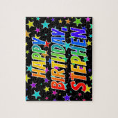 "STEPHEN" Voornaam, geun "HAPPY BIRTHDAY" Legpuzzel (Verticaal)