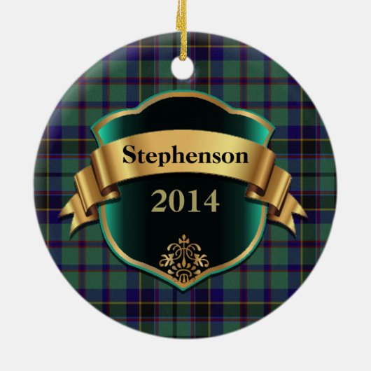 Stephenson Tartan Pset Aangepast versieringsmiddel Keramisch Ornament (Achterkant)
