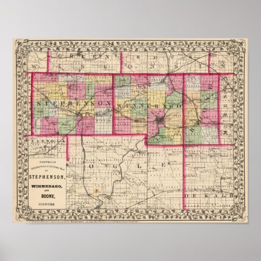 Stephenson, Winnebago, provincie Boone Poster (Voorkant)