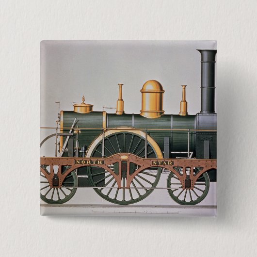 Stephenson's 'North Star' Steam Engine, 1837 Vierkante Button 5,1 Cm (Voorkant)