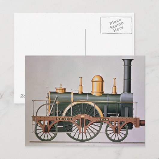 Stephensons 'North Star' stoommachine, 1837 Briefkaart (Voorkant / Achterkant)