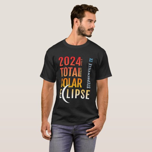 Stephenville Texas TX Total Solar Eclipse 2024 T-shirt (Voorkant volledig)