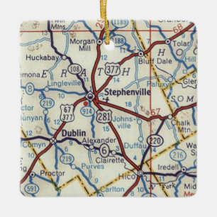 Stephenville TX  Map Keramisch Ornament
