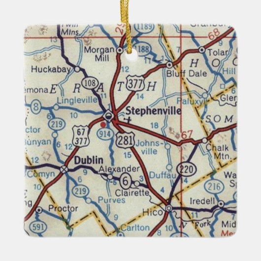 Stephenville TX  Map Keramisch Ornament (Voorkant)