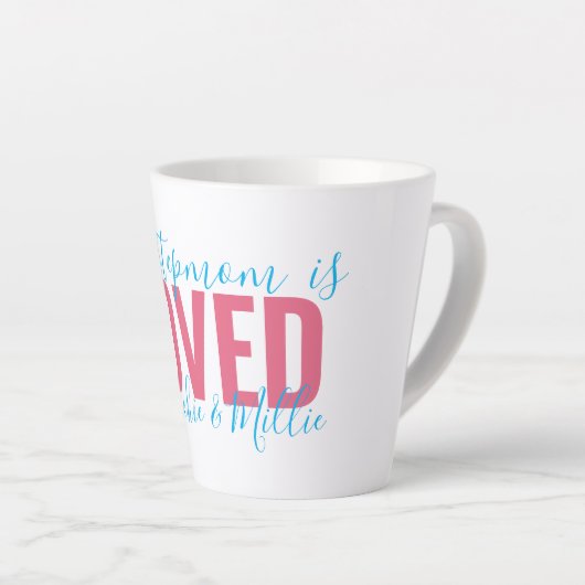 Stepmam Loopt door ... Roze Turquoise Gepersonalis Latte Mok (Rechterhoek)