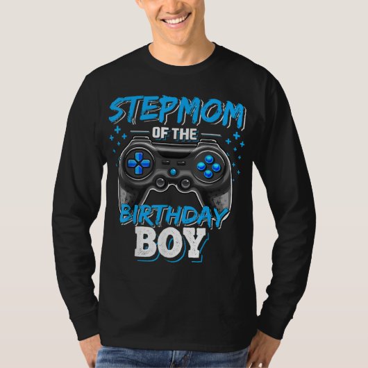 Stepmam van de Birthday Boy Matching Family Video T-shirt (Voorkant)