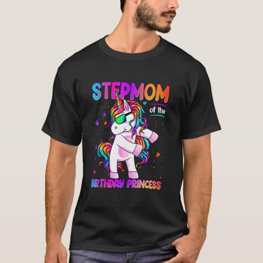Stepmam van de Birthday Princess Girl Dabbing Unic T-shirt (Voorkant)