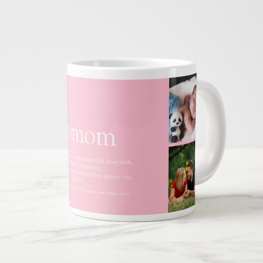 Stepmama Definition Fun Photo Collage Girly Pink Grote Koffiekop (Voorkant rechts)