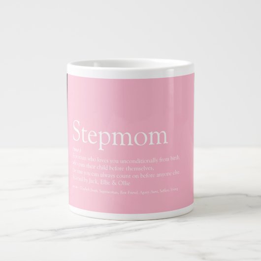 Stepmama Definition Fun Photo Collage Girly Pink Grote Koffiekop (Voorkant)