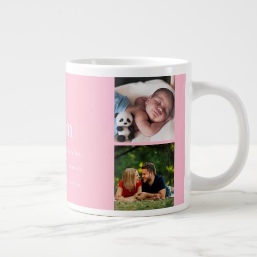 Stepmama Definition Fun Photo Collage Girly Pink Grote Koffiekop (Rechts)