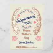 Stepmama Moederdag Roos Gold Folie Feestdagenkaart (Voorkant)