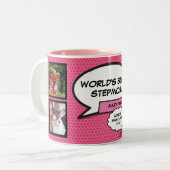 Stepmama, Stepmoeder, Bonus Mam 4 Foto Roze Tweekleurige Koffiemok (Voorkant links)