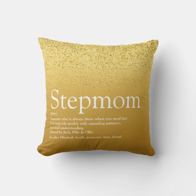 Stepmama Stepmoeder Definition Gold Glitter Kussen (Voorkant)