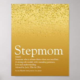 Stepmama, Stepmoeder Definition Gold Glitter Poster