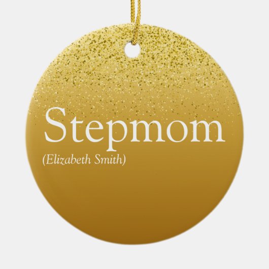 Stepmama Stepmoeder Elegant Gold Glitter Glam Keramisch Ornament (Voorkant)