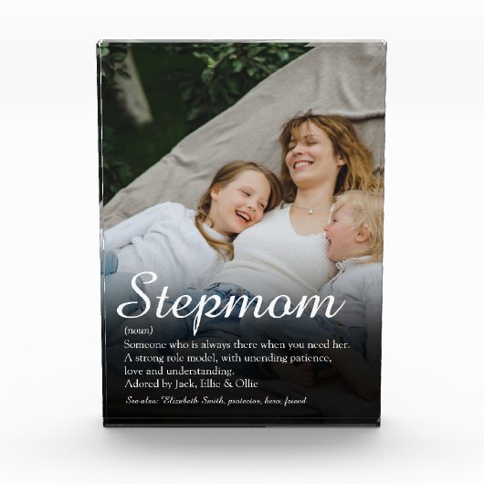 Stepmama Stepmoeder Modern Elegant Script Fotoblokken (Voorkant)