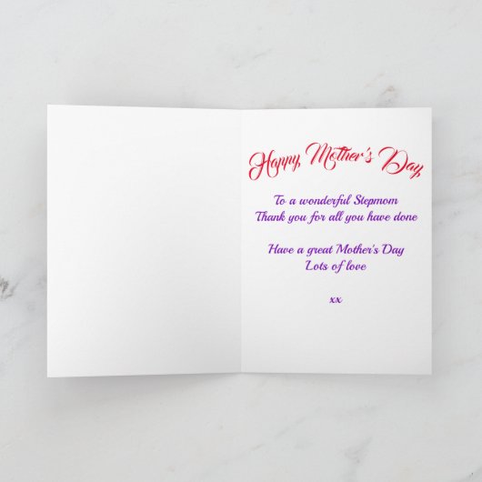 Stepmma Moederdag roze typografiekaart Kaart (Binnen)