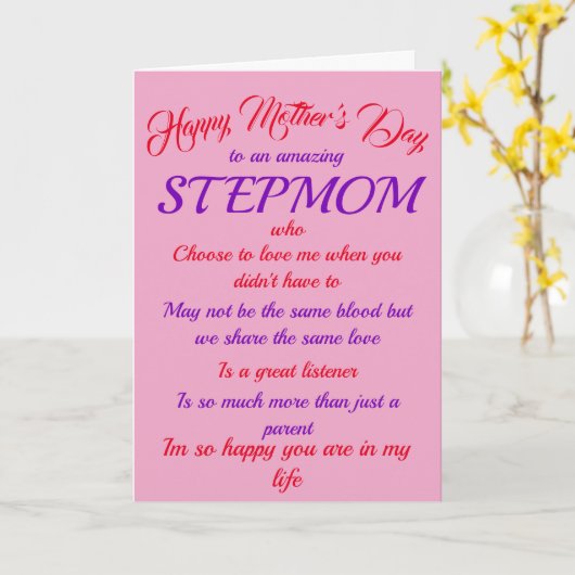 Stepmma Moederdag roze typografiekaart Kaart (Gele Bloem)