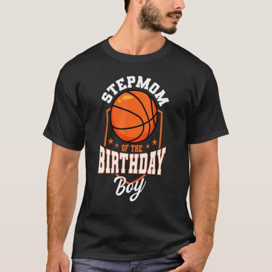 Stepmma van het Birthday Boy Basketball Theme Bday T-shirt (Voorkant)