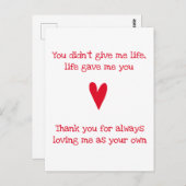 Stepmoeder "Dank je" | Rode Moederdag Briefkaart (Voorkant / Achterkant)