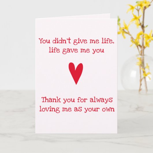 Stepmoeder "Dank je" | Rode Moederdag Kaart (Gele Bloem)