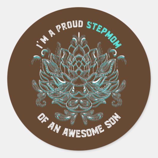 Stepmoeder Son Moederdag Bonus Mama Floral Ronde Sticker (Voorkant)