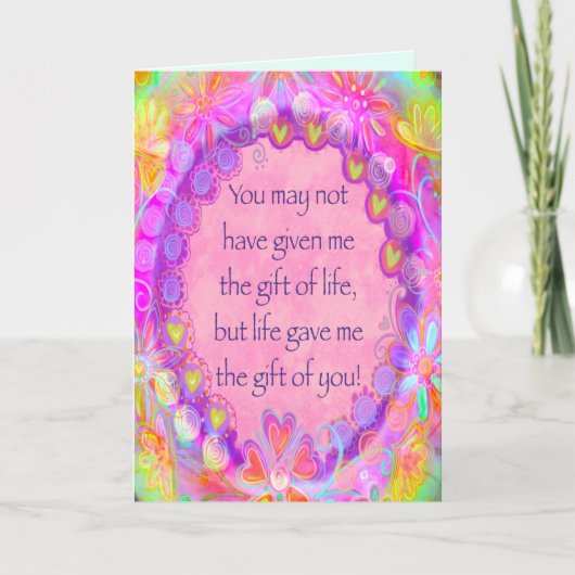 Stepmom Bonus Moederdag  Roze Kaart (Voorkant)