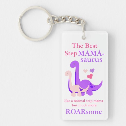 stepmom Moederdag momasaurus dinosaurus Sleutelhanger (Voorkant)