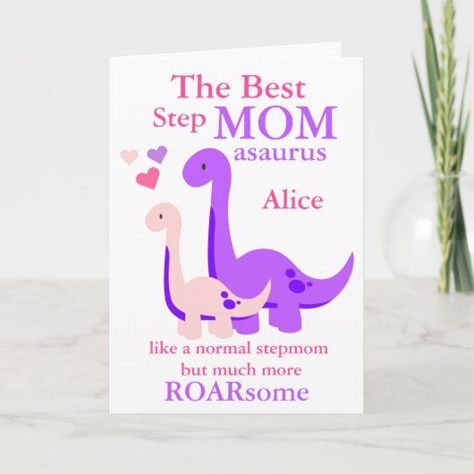 Stepmom Mom-asaurus Dinosaurus Moederdag Feestdagen Kaart (Voorkant)