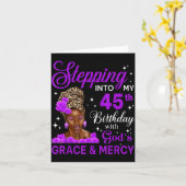 Stepng Into My 45th Birthday Headwrap Black Woman  Kaart (Gele Bloem)