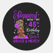 Stepng Into My 45th Birthday Headwrap Black Woman  Ronde Sticker (Voorkant)