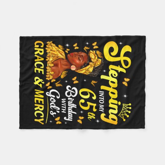 Stepng Into My 65th Birthday Christian Afro Women  Fleece Deken (Voorkant (Horizontaal))
