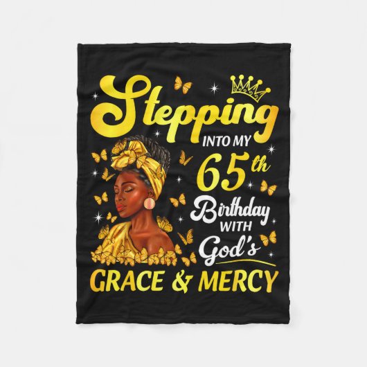 Stepng Into My 65th Birthday Christian Afro Women  Fleece Deken (Voorkant)