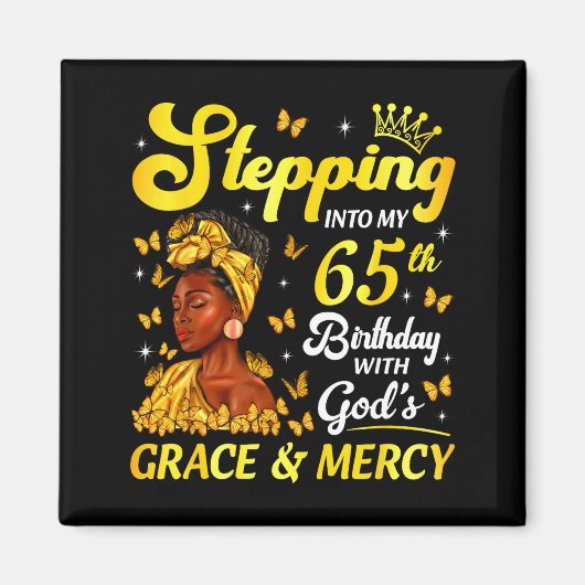 Stepng Into My 65th Birthday Christian Afro Women  Magneet (Voorkant)