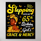 Stepng Into My 65th Birthday Christian Afro Women  Poster (Voorkant)