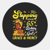 Stepng Into My 65th Birthday Christian Afro Women  Ronde Sticker (Voorkant)