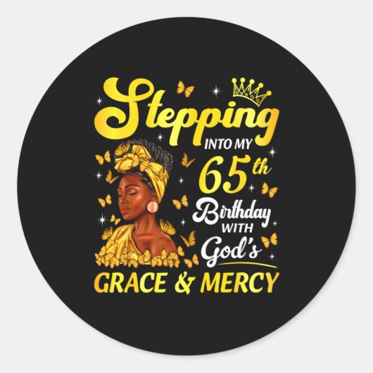 Stepng Into My 65th Birthday Christian Afro Women  Ronde Sticker (Voorkant)