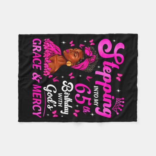 Stepng Into My 65th Birthday Christian Bday Women  Fleece Deken (Voorkant (Horizontaal))