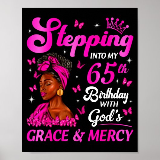 Stepng Into My 65th Birthday Christian Bday Women  Poster (Voorkant)