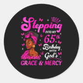 Stepng Into My 65th Birthday Christian Bday Women Ronde Sticker (Voorkant)