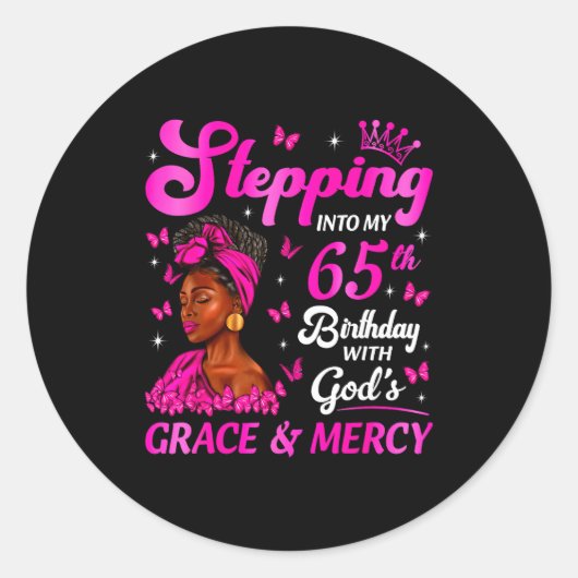 Stepng Into My 65th Birthday Christian Bday Women  Ronde Sticker (Voorkant)