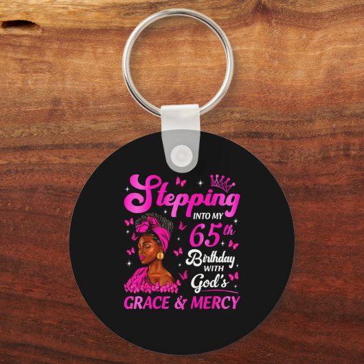 Stepng Into My 65th Birthday Christian Bday Women  Sleutelhanger (Voorkant)