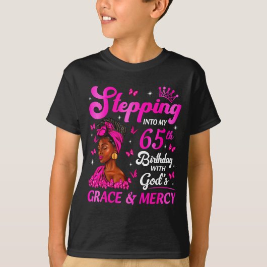 Stepng Into My 65th Birthday Christian Bday Women  T-shirt (Voorkant)