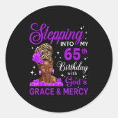 Stepng Into My 65th Birthday Headwrap Black Woman  Ronde Sticker (Voorkant)