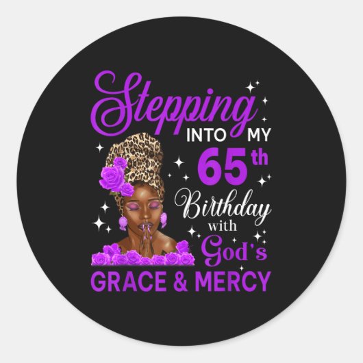 Stepng Into My 65th Birthday Headwrap Black Woman  Ronde Sticker (Voorkant)