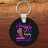 Stepng Into My 65th Birthday Headwrap Black Woman Sleutelhanger (Voorkant)