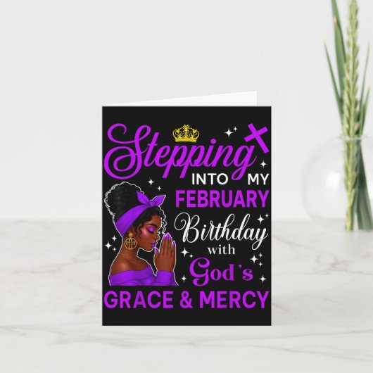 Stepng Into My February Birthday Black Afro Woman  Kaart (Voorkant)